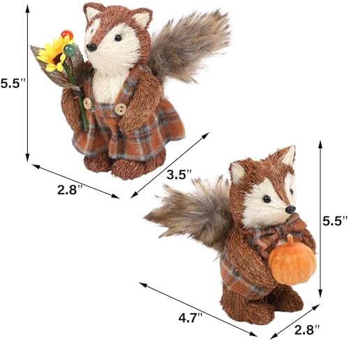 Winemana 2 Pack Fall Decor Sisal Fox Figurines