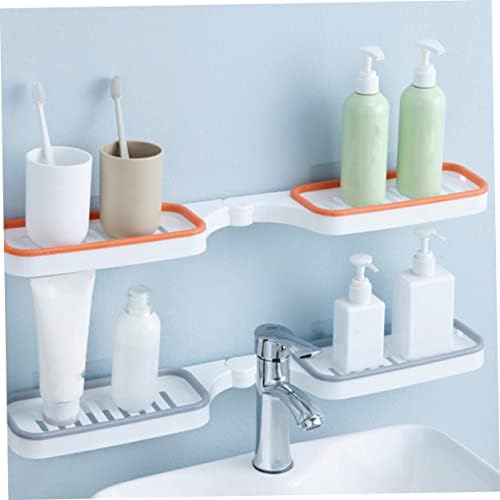 2pcs Wall Mounted Toiletry Holder Rotatable Storage Rack Grey