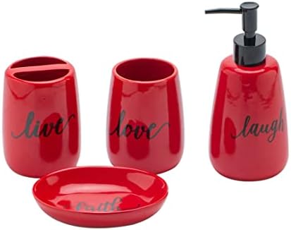 Red Ceramic Bathroom Accessory Set 4pc
