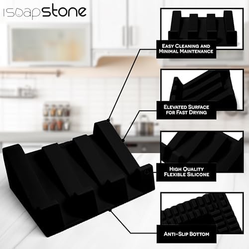 iSoapStone Silicone Soap Dish 2-Pack Black