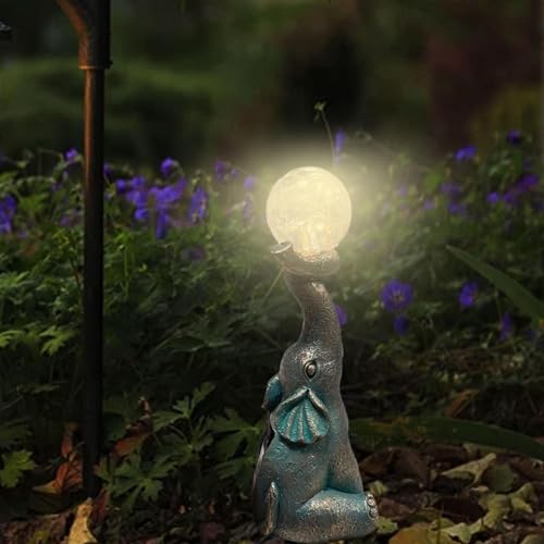 Solar Angel and Elephant Garden Statues - Outdoor Decor
