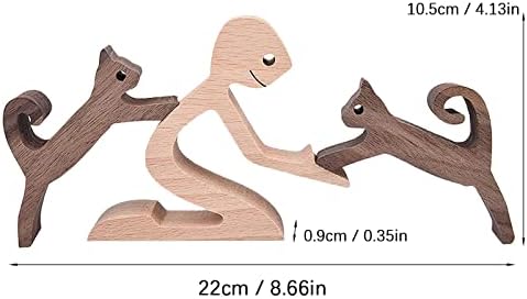 Nudsfuii Wooden Dog Cat Statue Sculpture Decor