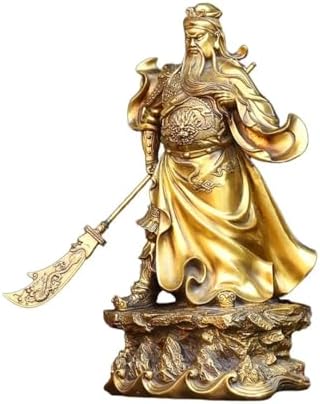 Guan Yu Brass Statue with Dragon Pattern