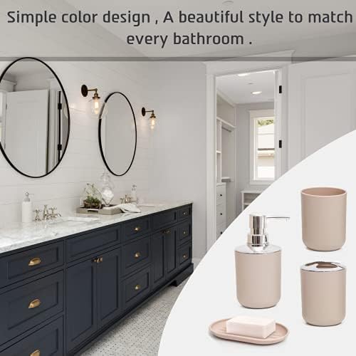 Moss Stone 6 Piece Bathroom Accessory Set - Beige