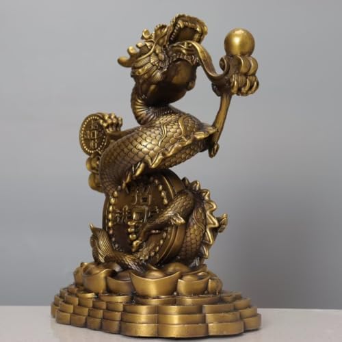 Julrybox Pure Copper Dragon Statue Home Office Decor