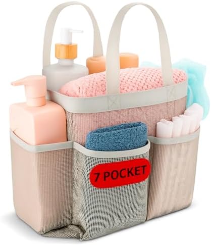 Handy Laundry Mesh Shower Caddy Bag - 7 Pockets Grey