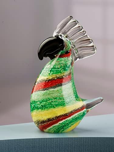 Yao Yuan Handmade Murano-Style Glass Bird Statue Decor