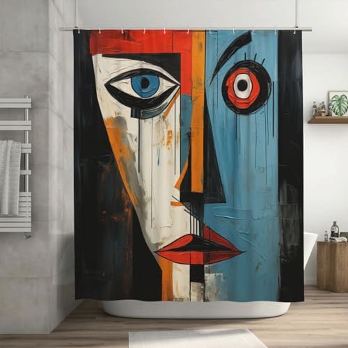 DAOWANGZUO Boho Girl Paint Splash Shower Curtain Set
