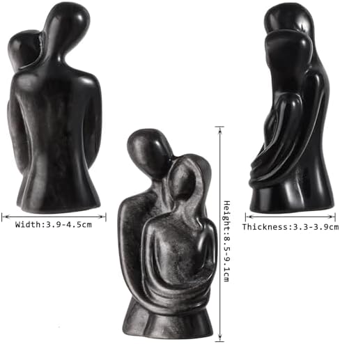 Silver Obsidian Romantic Couple Sculpture Decor