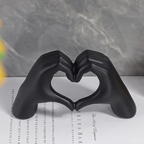 Art Deco Resin Heart Finger Sculpture Black