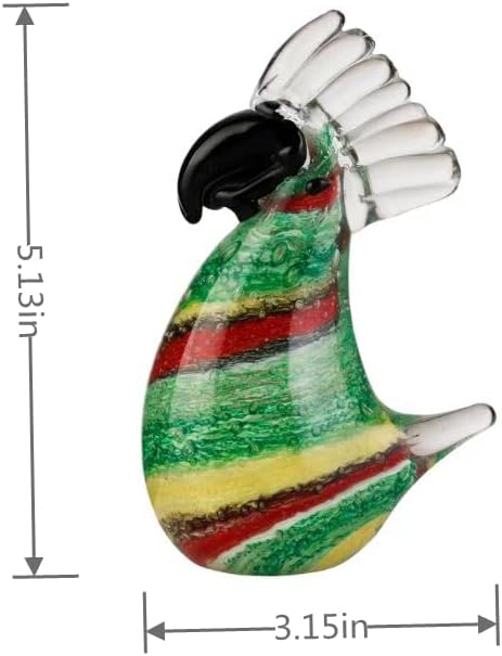 Yao Yuan Handmade Murano-Style Glass Bird Statue Decor