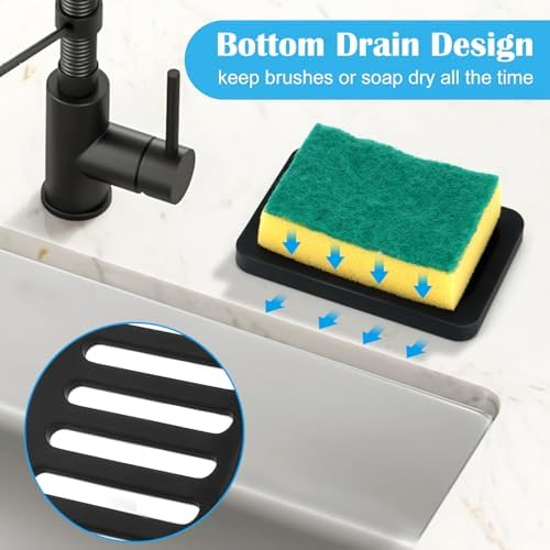 Topsky 2Pcs Silicone Soap Dish Holder Non-Slip Black Design