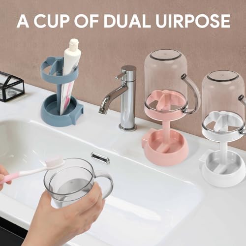 Pink Toothbrush Holder with Cup Cover 3 Slots
