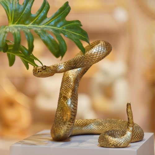 Guichifun Gold Resin Snake Statue - Chinese New Year Home Decor