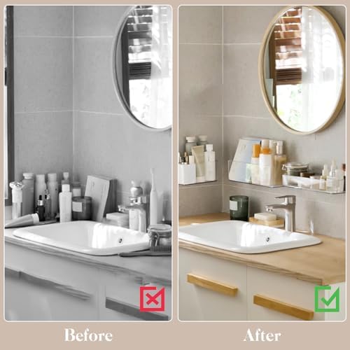 PAVSTINE 2 Pcs Clear Shower Shelf Organizer