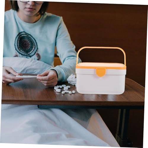 KOMBIUDA Plastic Medicine Cabinet Organizer with Handle