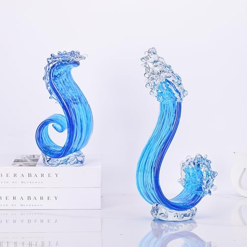 Blue Glass Sculpture Home Decor Art Statue