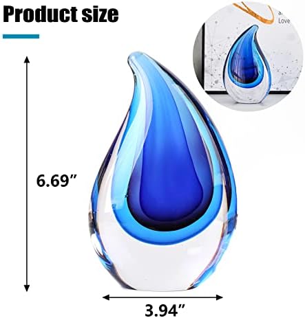 Yao Yuan Blue Murano-Style Art Glass Waterdrop Sculpture