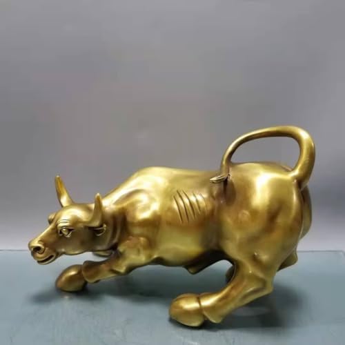 Julrybox Chinese Golden Bull Brass Figurine Feng Shui Ornament 1