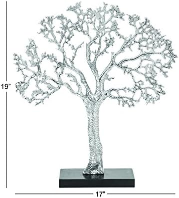 Deco 79 Silver Black Tree Sculpture Home Decor Statue