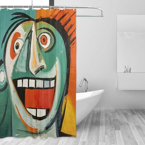 Laughing Boy Boho Shower Curtain Set with 12 Hooks 72x72in