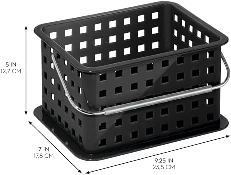 InterDesign Portable Shower Caddy with Black Plastic Basket and Carry Handle
