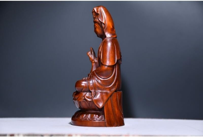 Handcrafted Boxwood Guanyin Kwan Yin Statue Decor