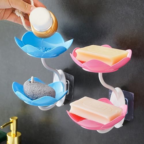 XISAOK Strong Adhesive Lotuses Design Soap Dish 1