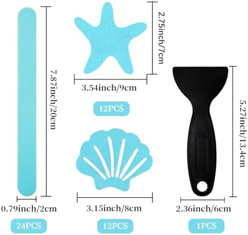 48PCS Bathtub Non-Slip Stickers Set with Scraper