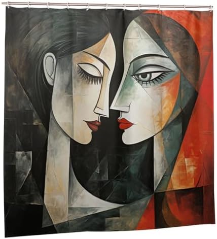 Kissing Girl Boho Shower Curtain Set with 12 Hooks 72x72in 1