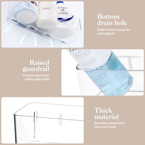 PAVSTINE 2 Pcs Clear Shower Shelf Organizer