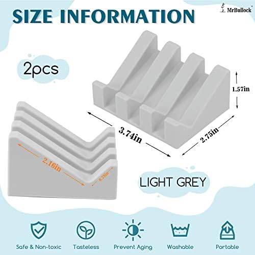 MRBULLOCK Silicone Soap Dish Light Grey 2-Pack