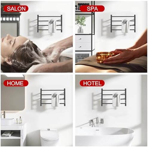 BLARALA Heated Towel Rack 4 Bar Stainless Steel with Timer Temperature Control