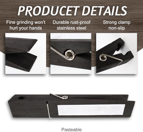 Wooden Towel Hooks for Bathroom Black Large Size