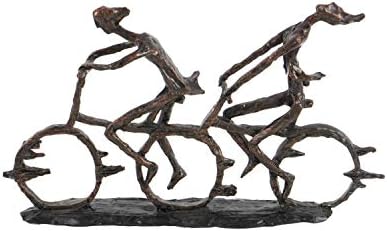 Deco 79 Polystone People Statue with Bike Brass