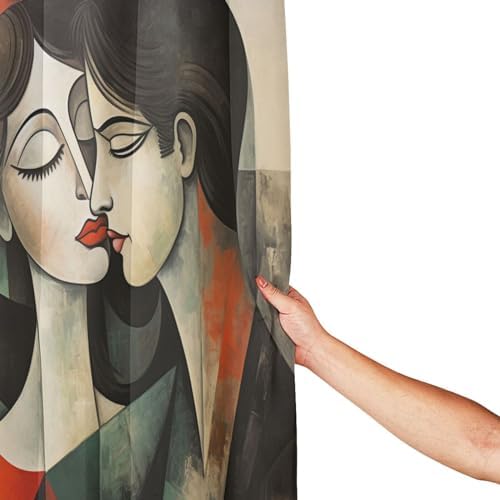 Kissing Girl Boho Shower Curtain Set with 12 Hooks 72x72in