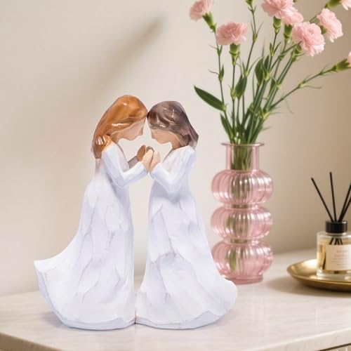 Hodao Handcrafted Sisterhood Friendship Figurine - White Wooden-Effect Sculpture