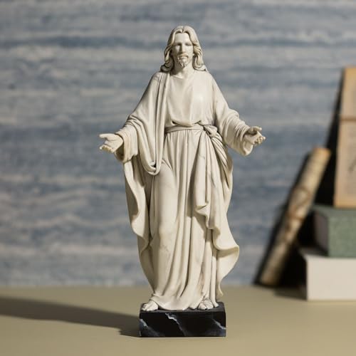 12 Inch Hand Painted Jesus Statue with Open Arms Resin Sculpture