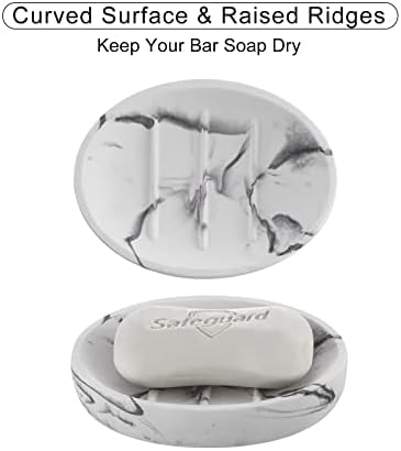 INIUNIK Marble Look Soap Dish - Bar Soap Holder for Shower Kitchen Sink