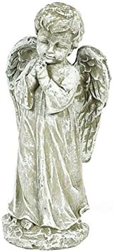 Solid Rock Innocence Angel Statue 13 Inch Marble Tone Decor