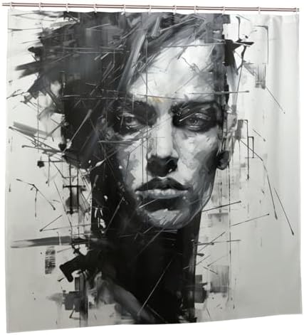 DAOWANGZUO Abstract Girl Shower Curtain Set with 12 Hooks 72x72in