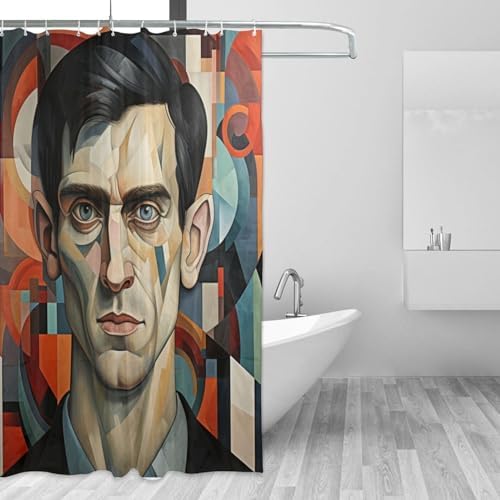 DAOWANGZUO Boy Shower Curtain Set with 12 Hooks 72x72in