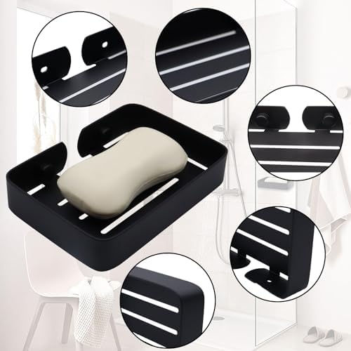 Stainless Steel Black Soap Dish Holder Wall Mount
