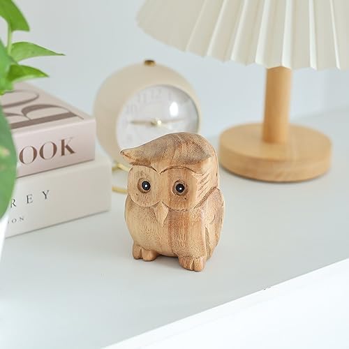 Thai Wooden Hand Carved Owl Statue Sculpture Art Decor 1