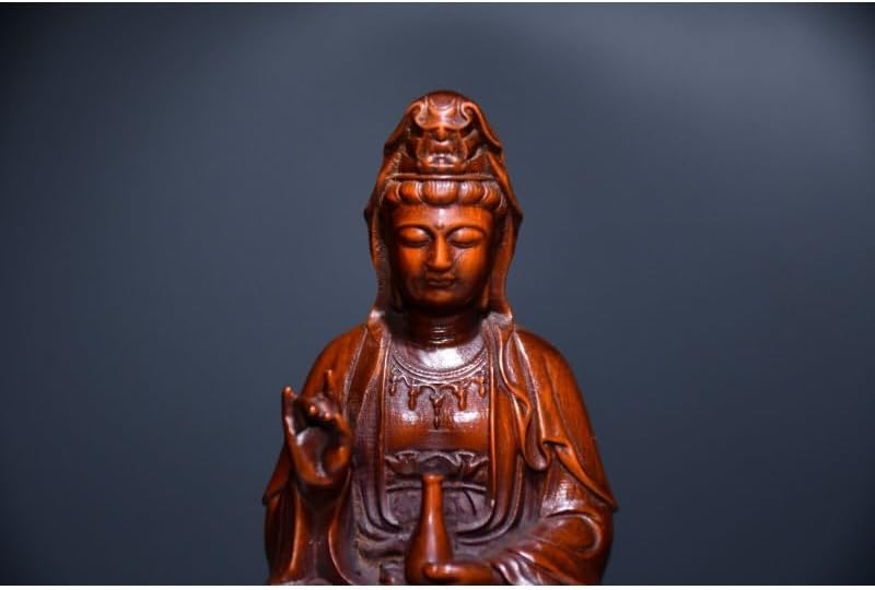 Handcrafted Boxwood Guanyin Kwan Yin Statue Decor