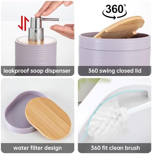 Fun Memories Bamboo Bathroom Accessories Set 6 Piece
