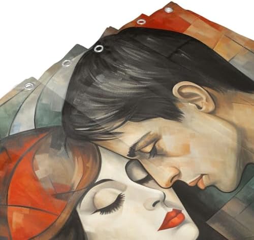 DAOWANGZUO Kissing Girl Shower Curtain Set 1