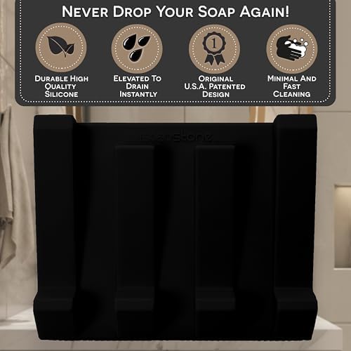 iSoapStone Silicone Soap Dish 2-Pack Black