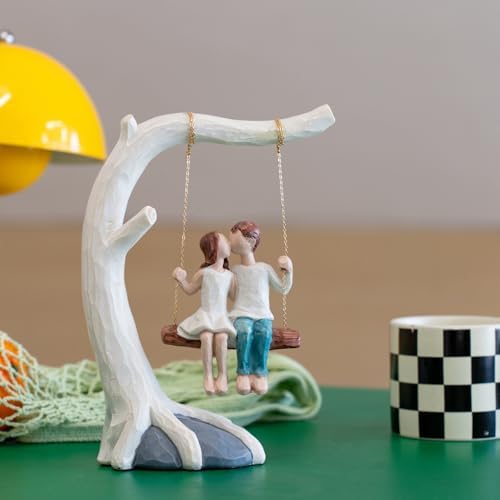 Romantic Couple Swing Kissing Sculpture