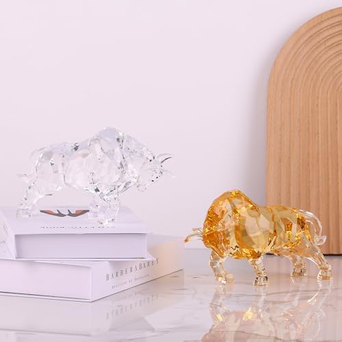 Acrylic Wall Street Bull Statue Office Desk Decor